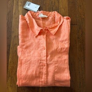 H&M Peach Linen Button-Up Shirt